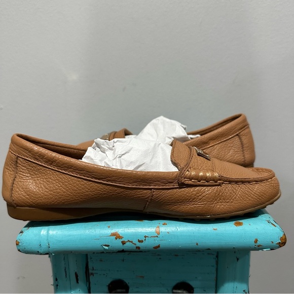 Coach Fredica Pebble Leather Loafers Cognac Size 6B - Picture 10 of 13